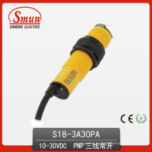 Interruptor fotoeléctrico (S18-3A-30PA) Sensor fotoeléctrico 10-30VDC Tipo de reflexión difusa Distancia de detección de 30cm normal